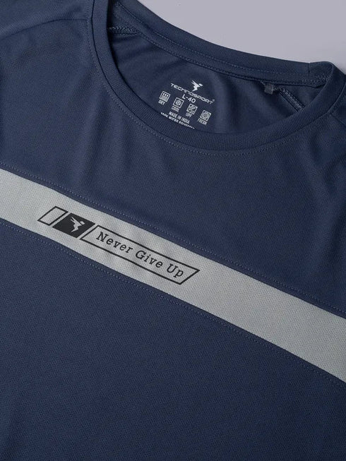 Men Colorblock Slim Fit Crew Neck T-shirt with TECHNO COOL+