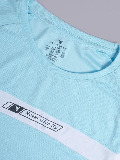 Men Colorblock Slim Fit Crew Neck T-shirt with TECHNO COOL+