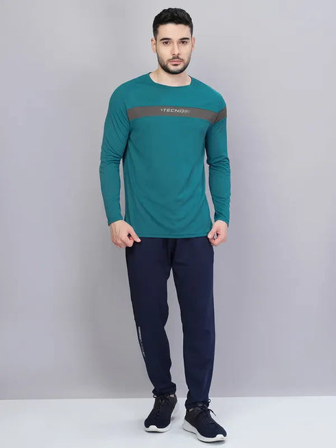 Men Colorblock Slim Fit Crew Neck T-shirt with TECHNO COOL+