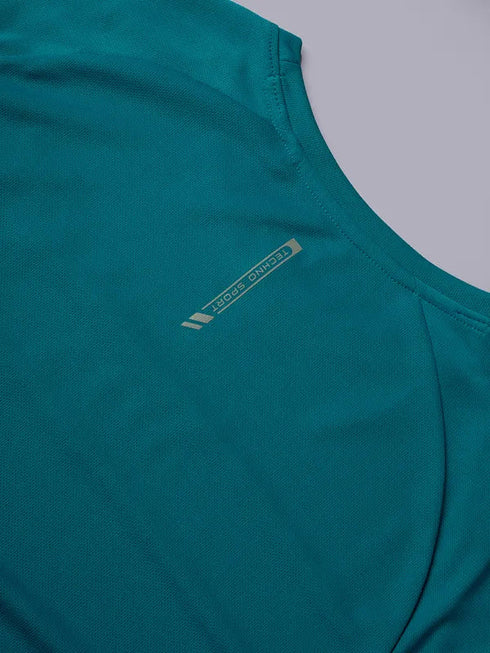 Men Colorblock Slim Fit Crew Neck T-shirt with TECHNO COOL+