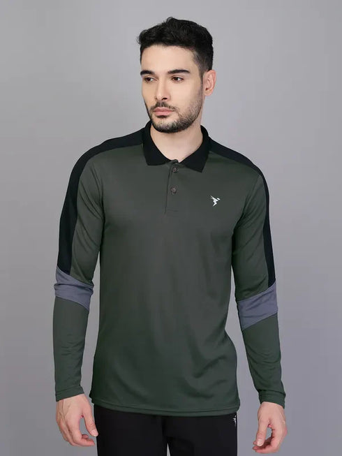 Men Colorblock Slim Fit Polo T-shirt with TECHNO COOL+
