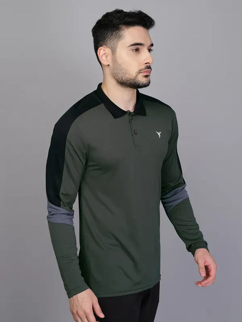 Men Colorblock Slim Fit Polo T-shirt with TECHNO COOL+
