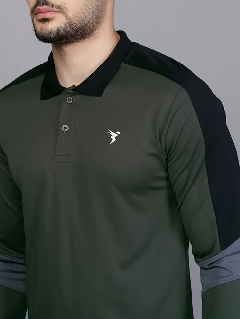 Men Colorblock Slim Fit Polo T-shirt with TECHNO COOL+