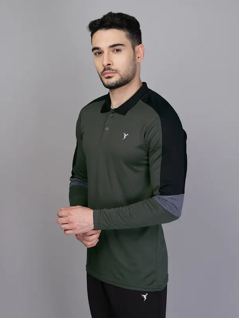 Men Colorblock Slim Fit Polo T-shirt with TECHNO COOL+