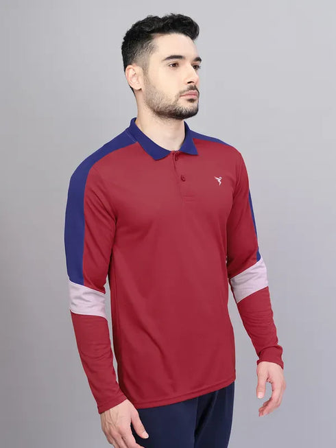 Men Colorblock Slim Fit Polo T-shirt with TECHNO COOL+
