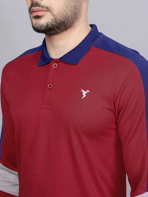 Men Colorblock Slim Fit Polo T-shirt with TECHNO COOL+