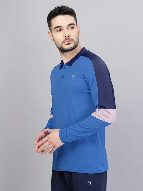 Men Colorblock Slim Fit Polo T-shirt with TECHNO COOL+