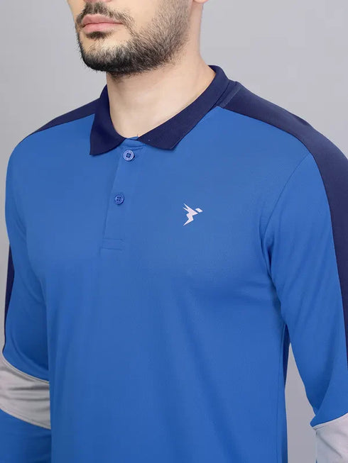 Men Colorblock Slim Fit Polo T-shirt with TECHNO COOL+