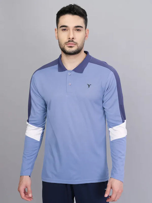 Men Colorblock Slim Fit Polo T-shirt with TECHNO COOL+