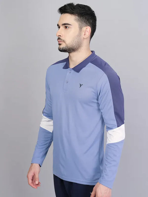 Men Colorblock Slim Fit Polo T-shirt with TECHNO COOL+