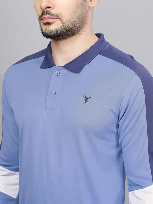 Men Colorblock Slim Fit Polo T-shirt with TECHNO COOL+