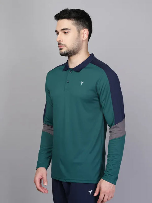 Men Colorblock Slim Fit Polo T-shirt with TECHNO COOL+