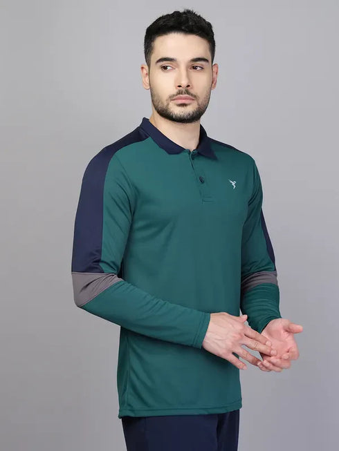 Men Colorblock Slim Fit Polo T-shirt with TECHNO COOL+