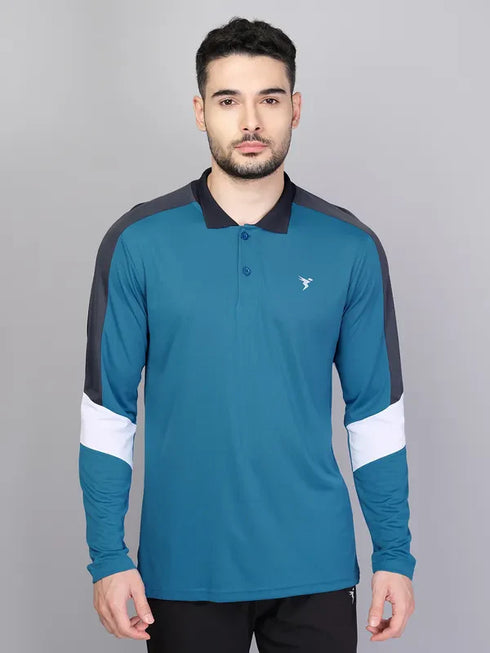 Men Colorblock Slim Fit Polo T-shirt with TECHNO COOL+