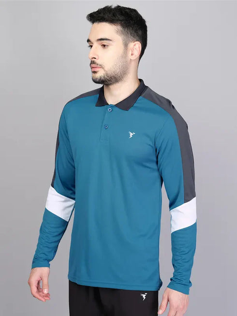 Men Colorblock Slim Fit Polo T-shirt with TECHNO COOL+