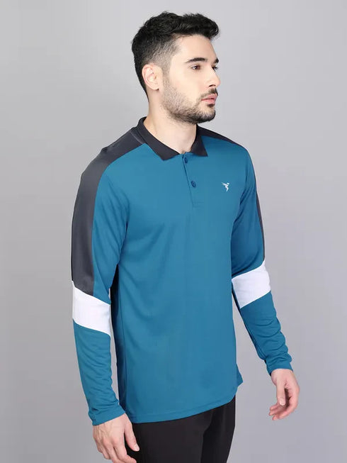 Men Colorblock Slim Fit Polo T-shirt with TECHNO COOL+