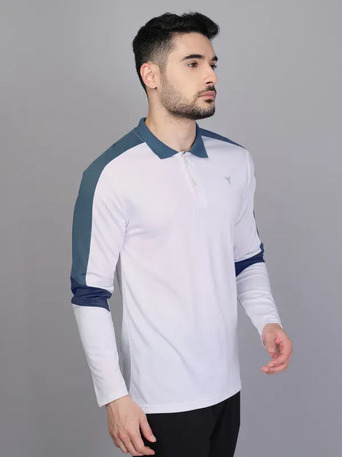 Men Colorblock Slim Fit Polo T-shirt with TECHNO COOL+