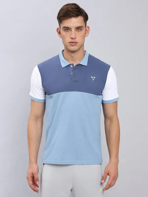 Men Colorblock Slim Fit Polo T-shirt with MATPIQ