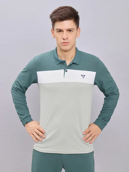 Men Colorblock Slim Fit Polo T-shirt with MATPIQ