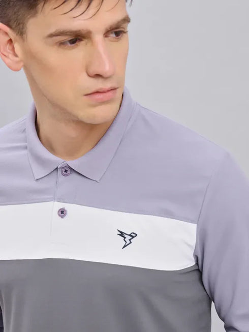 Men Colorblock Slim Fit Polo T-shirt with MATPIQ