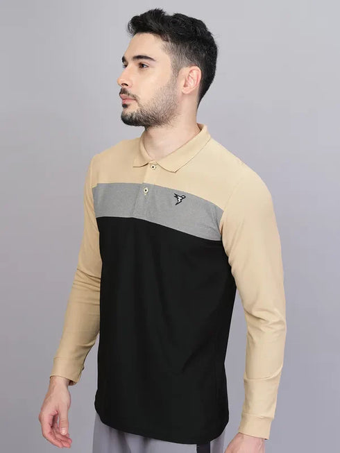 Men Colorblock Slim Fit Polo T-shirt with MATPIQ