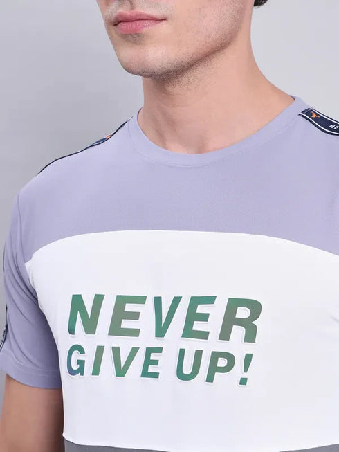 Men Colorblock Slim Fit Crew Neck T-shirt with MATPIQ