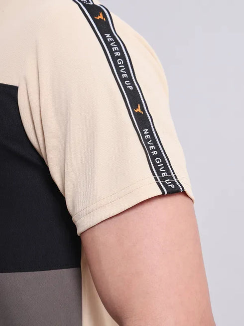 Men Colorblock Slim Fit Crew Neck T-shirt with MATPIQ