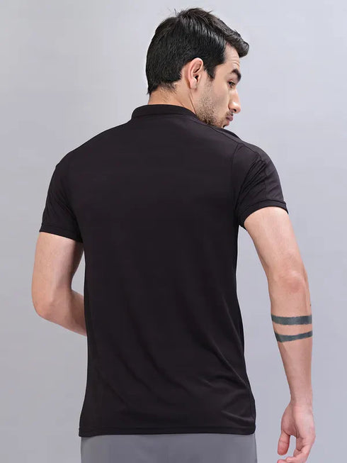 Men Self Design Slim Fit Polo T-shirt with VENTMESH