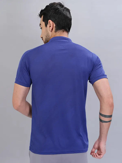 Men Self Design Slim Fit Polo T-shirt with VENTMESH