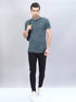 Men Self Design Slim Fit Polo T-shirt with VENTMESH