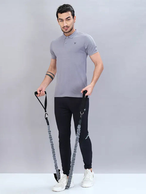 Men Self Design Slim Fit Polo T-shirt with VENTMESH