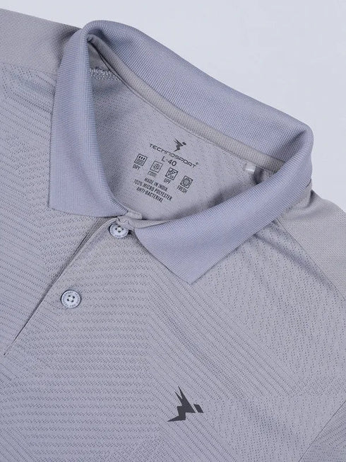 Men Self Design Slim Fit Polo T-shirt with VENTMESH