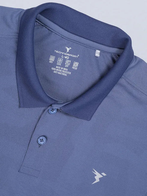 Men Self Design Slim Fit Polo T-shirt with VENTMESH