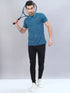 Men Self Design Slim Fit Polo T-shirt with VENTMESH