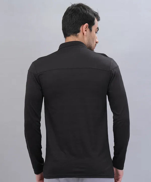 Men Self Design Slim Fit Polo T-shirt with VENTMESH
