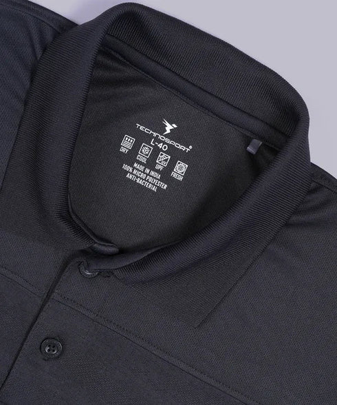 Men Self Design Slim Fit Polo T-shirt with VENTMESH