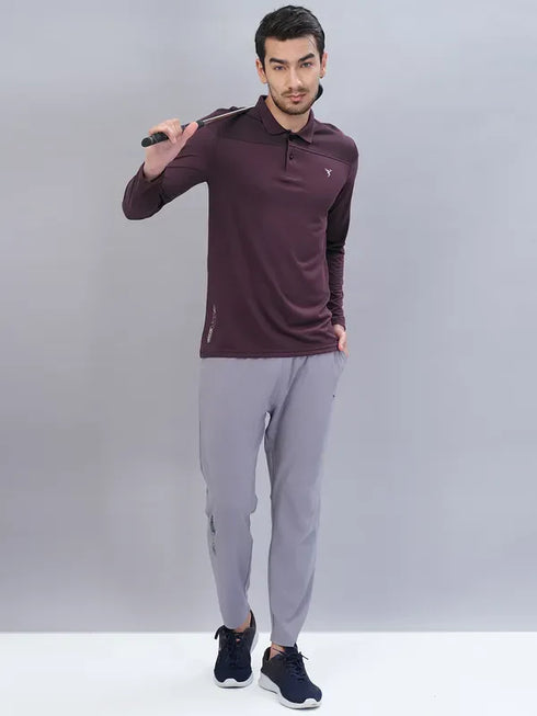 Men Self Design Slim Fit Polo T-shirt with VENTMESH