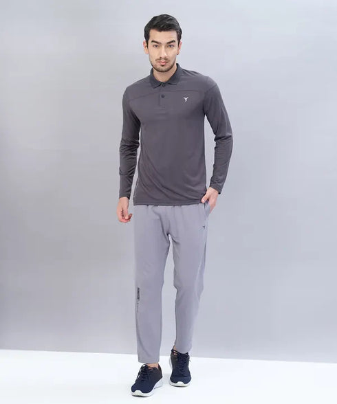 Men Self Design Slim Fit Polo T-shirt with VENTMESH