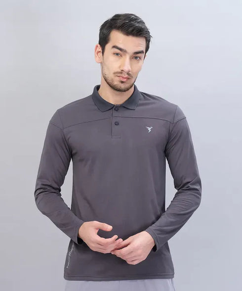 Men Self Design Slim Fit Polo T-shirt with VENTMESH