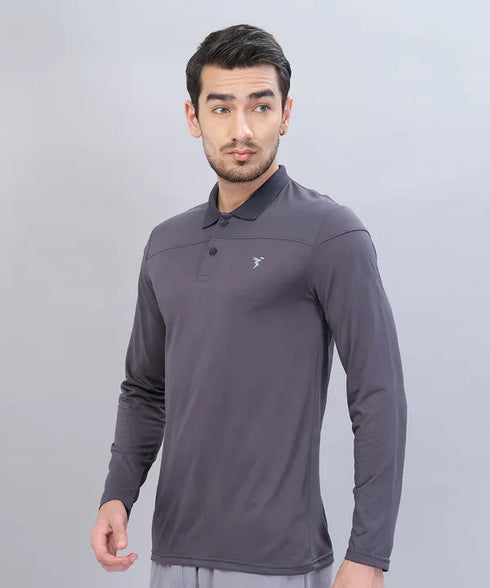 Men Self Design Slim Fit Polo T-shirt with VENTMESH