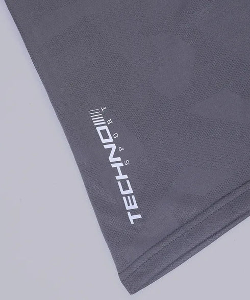 Men Self Design Slim Fit Polo T-shirt with VENTMESH