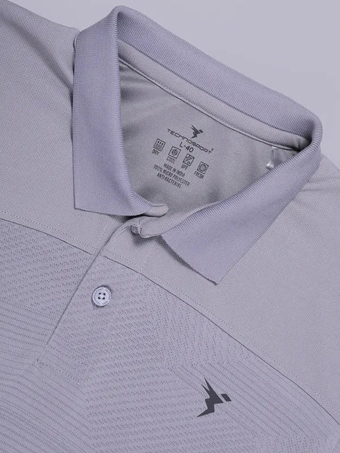Men Self Design Slim Fit Polo T-shirt with VENTMESH