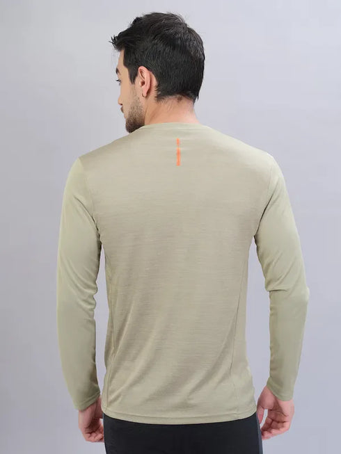 Men Melange Slim Fit Crew Neck T-shirt with DOUBLE COOL