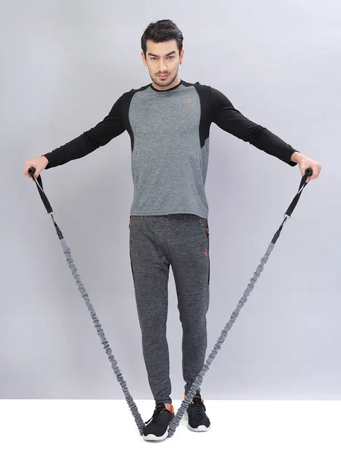 Men Melange Slim Fit Crew Neck T-shirt with DOUBLE COOL
