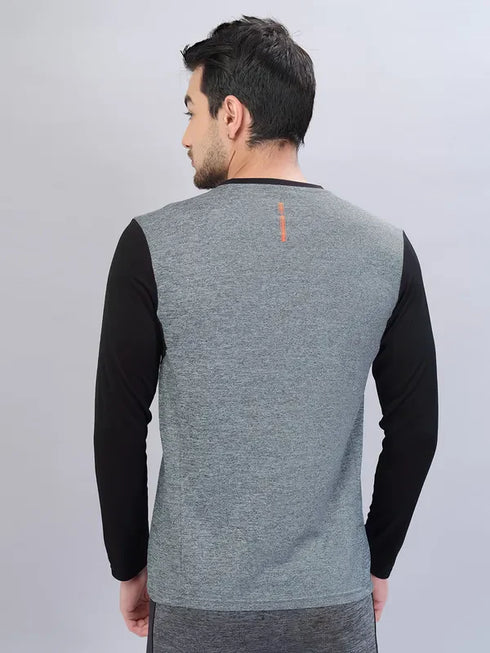 Men Melange Slim Fit Crew Neck T-shirt with DOUBLE COOL