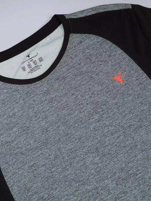 Men Melange Slim Fit Crew Neck T-shirt with DOUBLE COOL