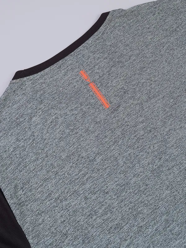 Men Melange Slim Fit Crew Neck T-shirt with DOUBLE COOL