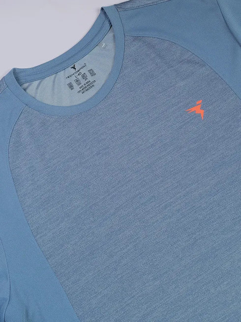 Men Melange Slim Fit Crew Neck T-shirt with DOUBLE COOL