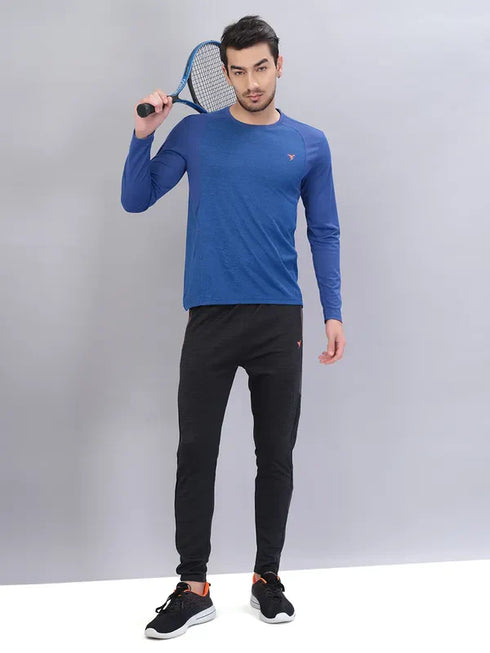 Men Melange Slim Fit Crew Neck T-shirt with DOUBLE COOL