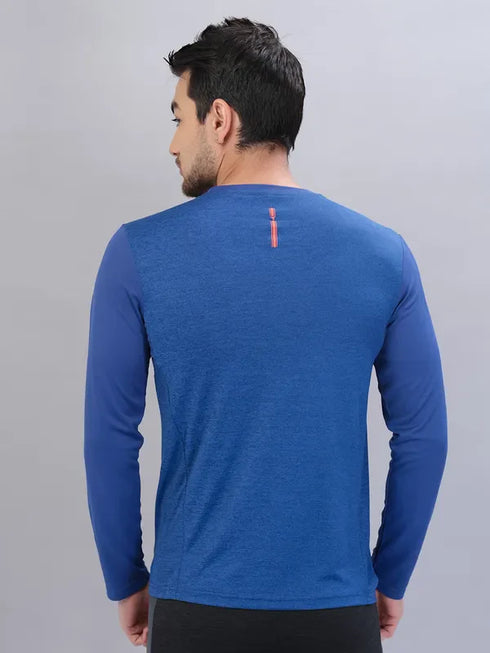 Men Melange Slim Fit Crew Neck T-shirt with DOUBLE COOL